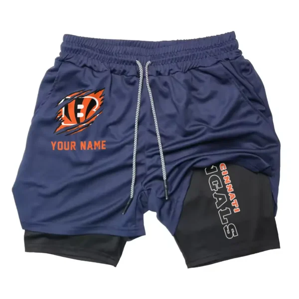 Cincinnati Bengals Men Outdoor Casual Training Sports Shorts 2-in-1 Double-Layer Shorts SPT2LAYERS035 - Image 4