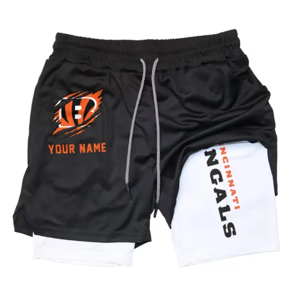 Cincinnati Bengals Men Outdoor Casual Training Sports Shorts 2-in-1 Double-Layer Shorts SPT2LAYERS035 - Image 6