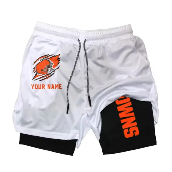 Cleveland Browns Men Outdoor Casual Training Sports Shorts 2-in-1 Double-Layer Shorts SPT2LAYERS036 - Image 3