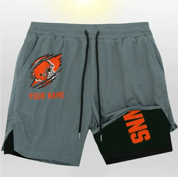 Cleveland Browns Men Outdoor Casual Training Sports Shorts 2-in-1 Double-Layer Shorts SPT2LAYERS036 - Image 4