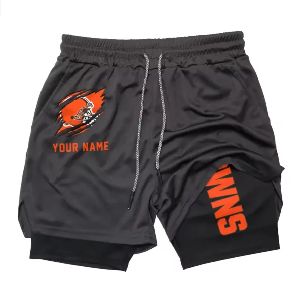 Cleveland Browns Men Outdoor Casual Training Sports Shorts 2-in-1 Double-Layer Shorts SPT2LAYERS036 - Image 5