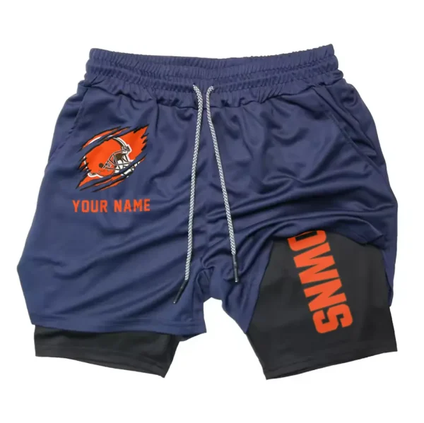 Cleveland Browns Men Outdoor Casual Training Sports Shorts 2-in-1 Double-Layer Shorts SPT2LAYERS036 - Image 6