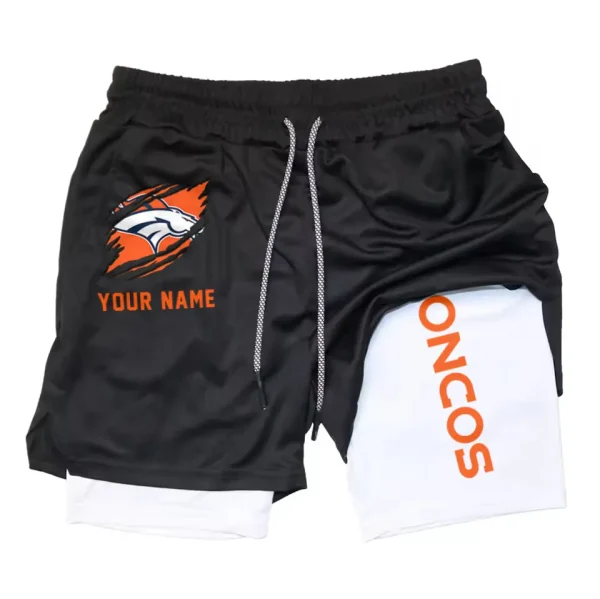 Denver Broncos Men Outdoor Casual Training Sports Shorts 2-in-1 Double-Layer Shorts SPT2LAYERS038 - Image 2
