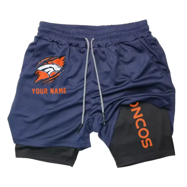 Denver Broncos Men Outdoor Casual Training Sports Shorts 2-in-1 Double-Layer Shorts SPT2LAYERS038 - Image 3