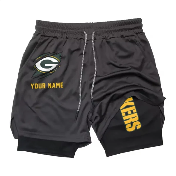 Green Bay Packers Men Outdoor Casual Training Sports Shorts 2-in-1 Double-Layer Shorts SPT2LAYERS040 - Image 2