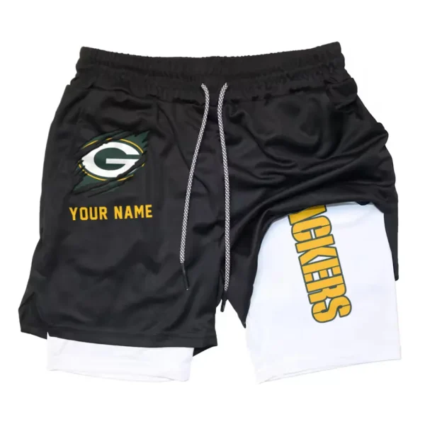 Green Bay Packers Men Outdoor Casual Training Sports Shorts 2-in-1 Double-Layer Shorts SPT2LAYERS040 - Image 3