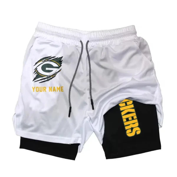Green Bay Packers Men Outdoor Casual Training Sports Shorts 2-in-1 Double-Layer Shorts SPT2LAYERS040 - Image 4