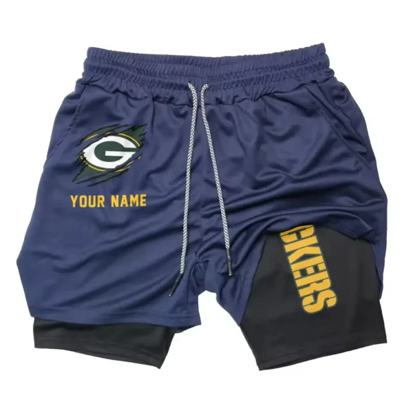 Green Bay Packers Men Outdoor Casual Training Sports Shorts 2-in-1 Double-Layer Shorts SPT2LAYERS040 - Image 5