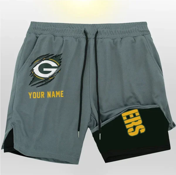 Green Bay Packers Men Outdoor Casual Training Sports Shorts 2-in-1 Double-Layer Shorts SPT2LAYERS040 - Image 6