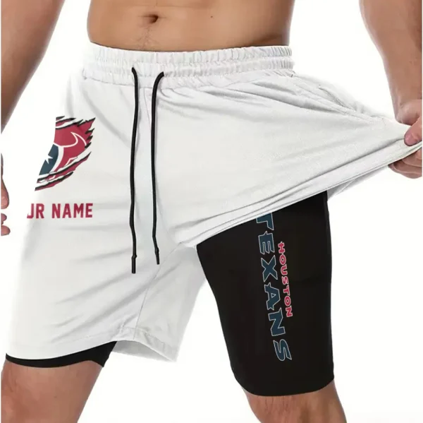 Houston Texans Men Outdoor Casual Training Sports Shorts 2-in-1 Double-Layer Shorts SPT2LAYERS041