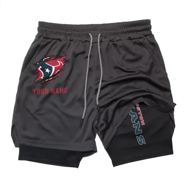 Houston Texans Men Outdoor Casual Training Sports Shorts 2-in-1 Double-Layer Shorts SPT2LAYERS041 - Image 2