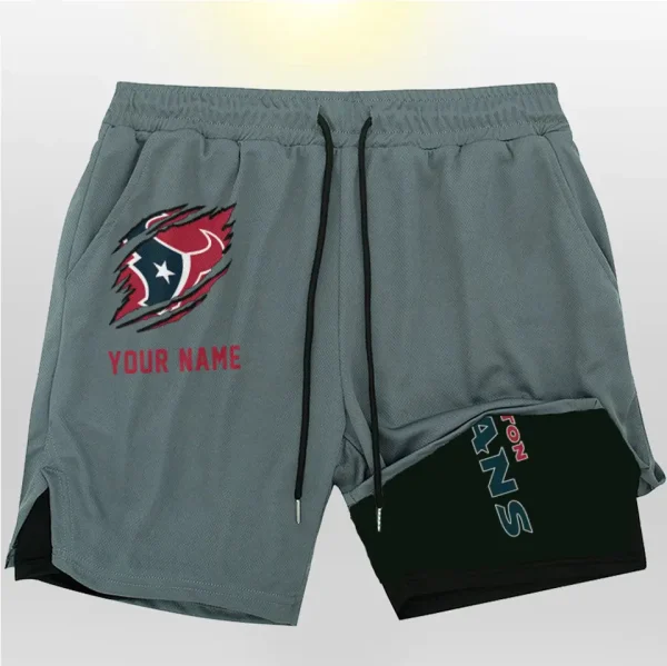 Houston Texans Men Outdoor Casual Training Sports Shorts 2-in-1 Double-Layer Shorts SPT2LAYERS041 - Image 3