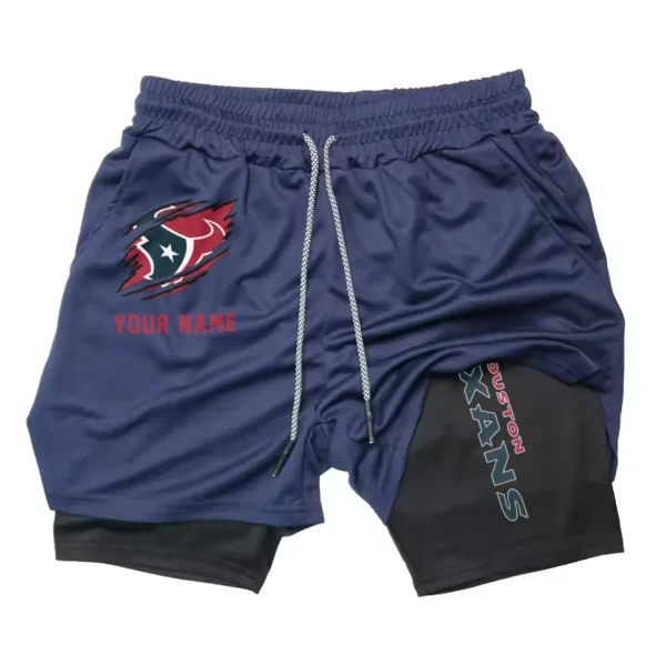 Houston Texans Men Outdoor Casual Training Sports Shorts 2-in-1 Double-Layer Shorts SPT2LAYERS041 - Image 4