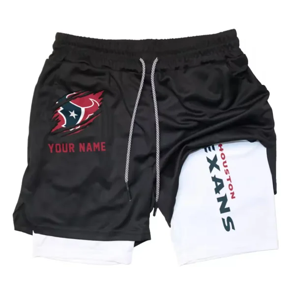 Houston Texans Men Outdoor Casual Training Sports Shorts 2-in-1 Double-Layer Shorts SPT2LAYERS041 - Image 6