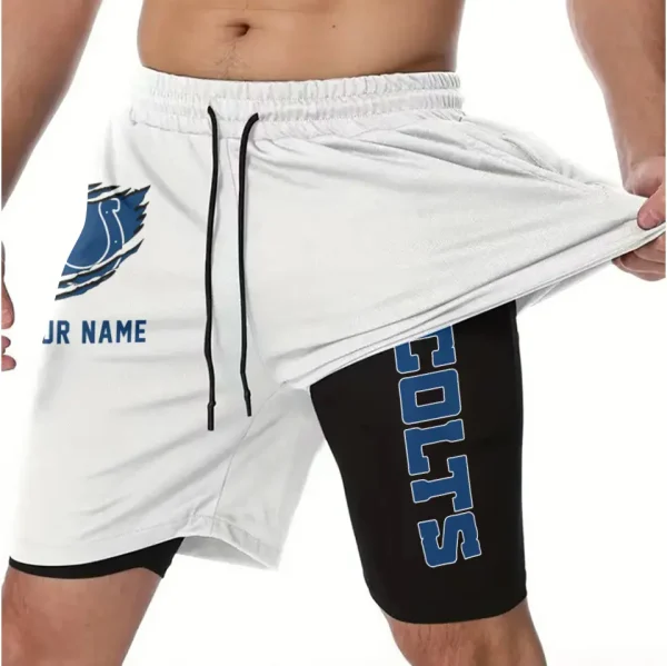 Indianapolis Colts Men Outdoor Casual Training Sports Shorts 2-in-1 Double-Layer Shorts SPT2LAYERS042