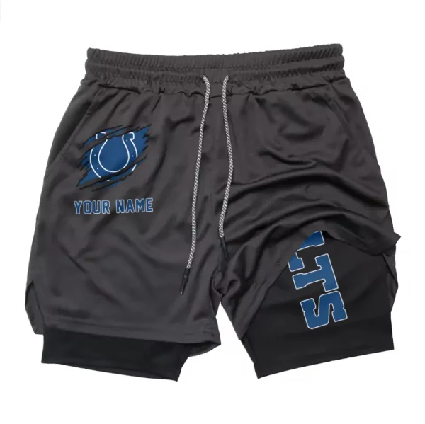 Indianapolis Colts Men Outdoor Casual Training Sports Shorts 2-in-1 Double-Layer Shorts SPT2LAYERS042 - Image 2