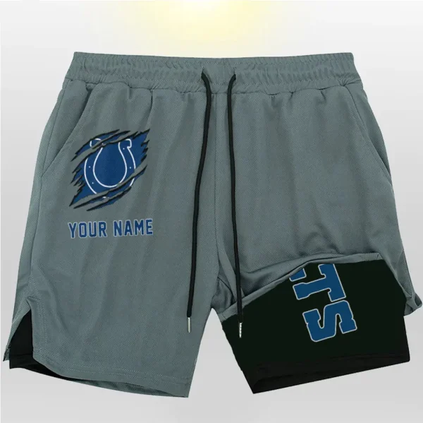 Indianapolis Colts Men Outdoor Casual Training Sports Shorts 2-in-1 Double-Layer Shorts SPT2LAYERS042 - Image 3