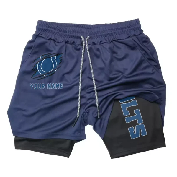 Indianapolis Colts Men Outdoor Casual Training Sports Shorts 2-in-1 Double-Layer Shorts SPT2LAYERS042 - Image 4