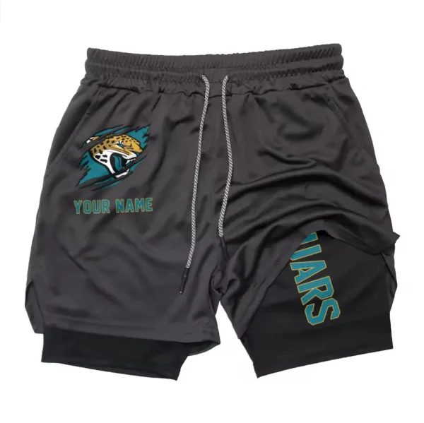 Jacksonville Jaguars Men Outdoor Casual Training Sports Shorts 2-in-1 Double-Layer Shorts SPT2LAYERS043 - Image 2