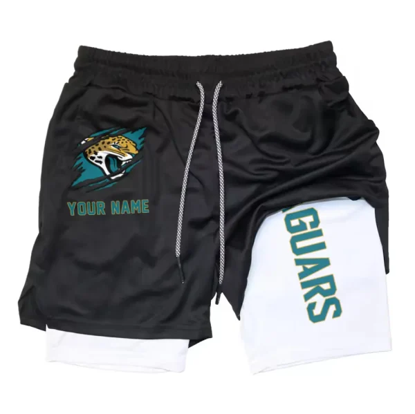 Jacksonville Jaguars Men Outdoor Casual Training Sports Shorts 2-in-1 Double-Layer Shorts SPT2LAYERS043 - Image 3