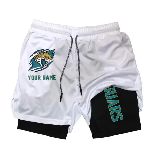 Jacksonville Jaguars Men Outdoor Casual Training Sports Shorts 2-in-1 Double-Layer Shorts SPT2LAYERS043 - Image 4