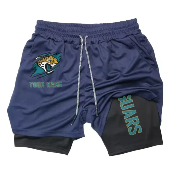 Jacksonville Jaguars Men Outdoor Casual Training Sports Shorts 2-in-1 Double-Layer Shorts SPT2LAYERS043 - Image 5