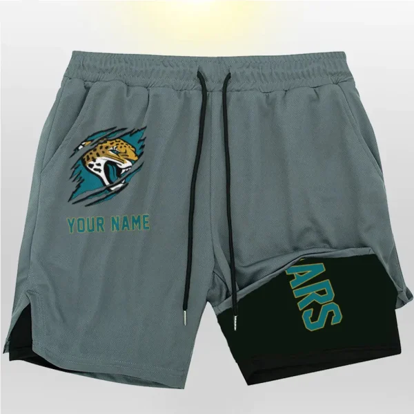 Jacksonville Jaguars Men Outdoor Casual Training Sports Shorts 2-in-1 Double-Layer Shorts SPT2LAYERS043 - Image 6