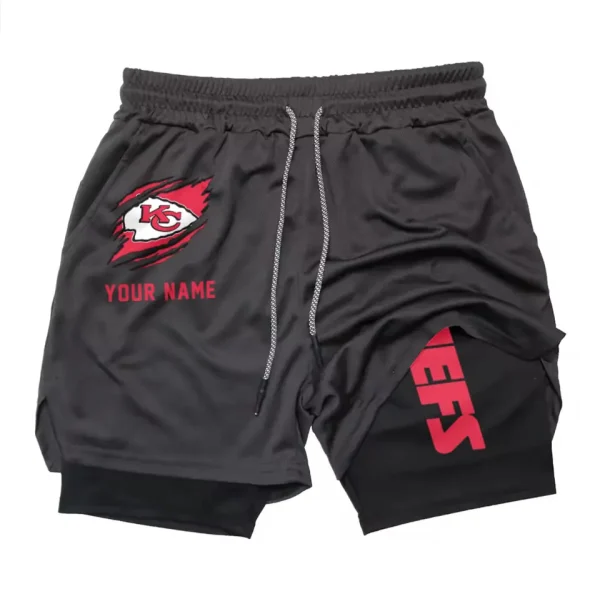 Kansas City Chiefs Men Outdoor Casual Training Sports Shorts 2-in-1 Double-Layer Shorts SPT2LAYERS044 - Image 2