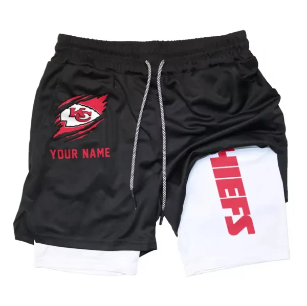 Kansas City Chiefs Men Outdoor Casual Training Sports Shorts 2-in-1 Double-Layer Shorts SPT2LAYERS044 - Image 3