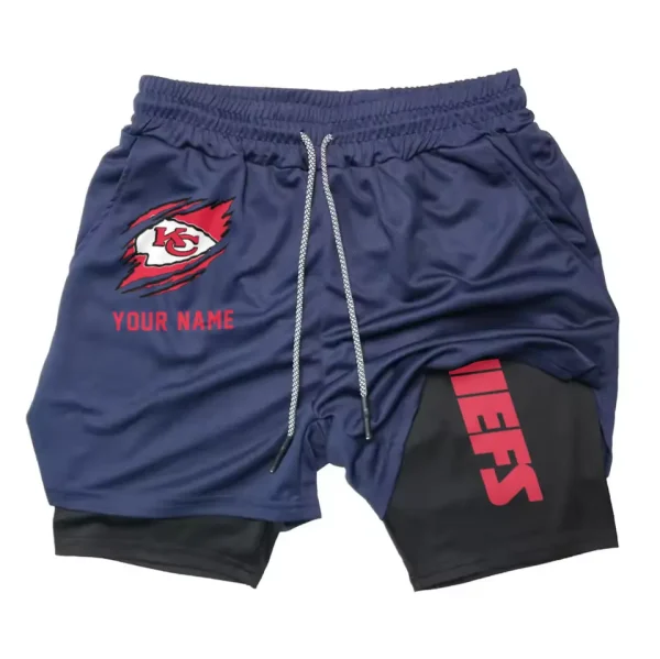 Kansas City Chiefs Men Outdoor Casual Training Sports Shorts 2-in-1 Double-Layer Shorts SPT2LAYERS044 - Image 5