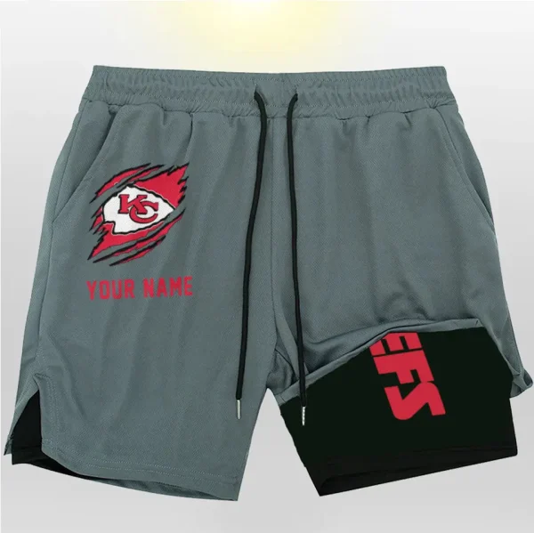 Kansas City Chiefs Men Outdoor Casual Training Sports Shorts 2-in-1 Double-Layer Shorts SPT2LAYERS044 - Image 6