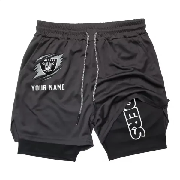Las Vegas Raiders Men Outdoor Casual Training Sports Shorts 2-in-1 Double-Layer Shorts SPT2LAYERS045 - Image 2