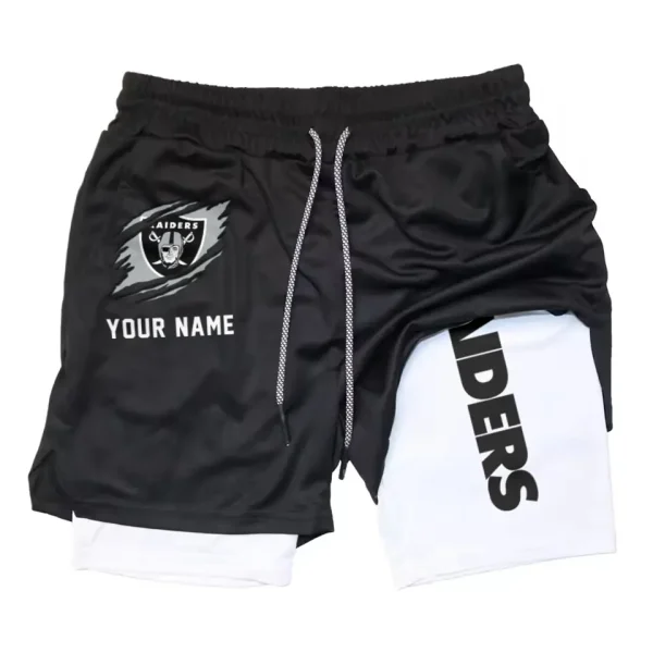 Las Vegas Raiders Men Outdoor Casual Training Sports Shorts 2-in-1 Double-Layer Shorts SPT2LAYERS045 - Image 4