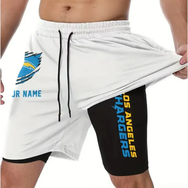 Los Angeles Chargers Men Outdoor Casual Training Sports Shorts 2-in-1 Double-Layer Shorts SPT2LAYERS046