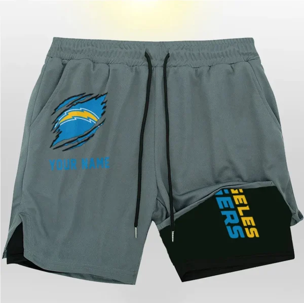 Los Angeles Chargers Men Outdoor Casual Training Sports Shorts 2-in-1 Double-Layer Shorts SPT2LAYERS046 - Image 3