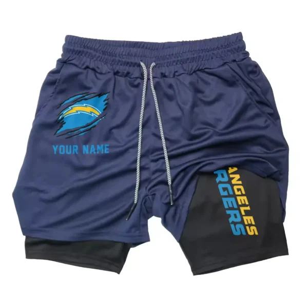 Los Angeles Chargers Men Outdoor Casual Training Sports Shorts 2-in-1 Double-Layer Shorts SPT2LAYERS046 - Image 4