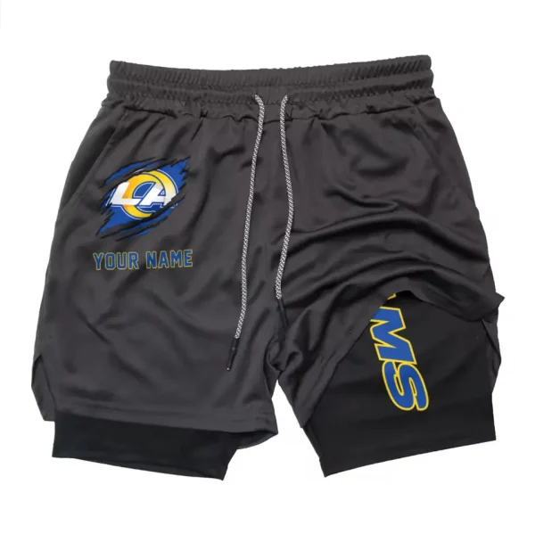 Los Angeles Rams Men Outdoor Casual Training Sports Shorts 2-in-1 Double-Layer Shorts SPT2LAYERS047 - Image 2