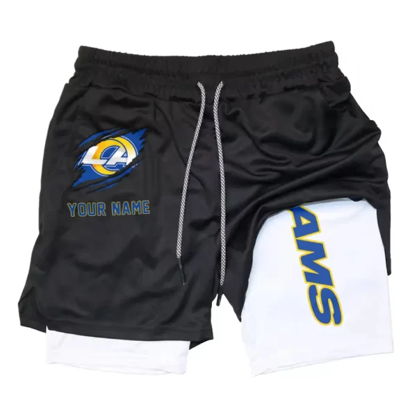 Los Angeles Rams Men Outdoor Casual Training Sports Shorts 2-in-1 Double-Layer Shorts SPT2LAYERS047 - Image 3