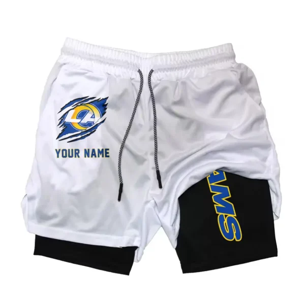 Los Angeles Rams Men Outdoor Casual Training Sports Shorts 2-in-1 Double-Layer Shorts SPT2LAYERS047 - Image 4