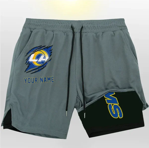 Los Angeles Rams Men Outdoor Casual Training Sports Shorts 2-in-1 Double-Layer Shorts SPT2LAYERS047 - Image 6