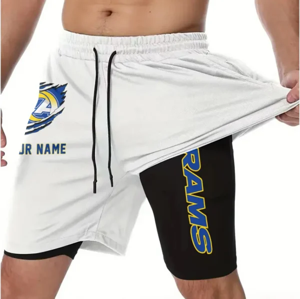 Los Angeles Rams Men Outdoor Casual Training Sports Shorts 2-in-1 Double-Layer Shorts SPT2LAYERS047