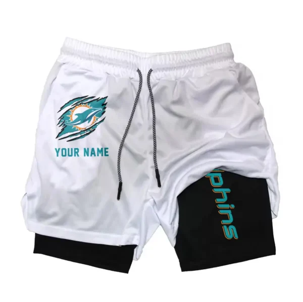 Miami Dolphins Men Outdoor Casual Training Sports Shorts 2-in-1 Double-Layer Shorts SPT2LAYERS048 - Image 5