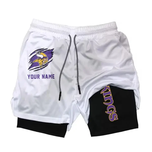 Minnesota Vikings Men Outdoor Casual Training Sports Shorts 2-in-1 Double-Layer Shorts SPT2LAYERS049 - Image 6