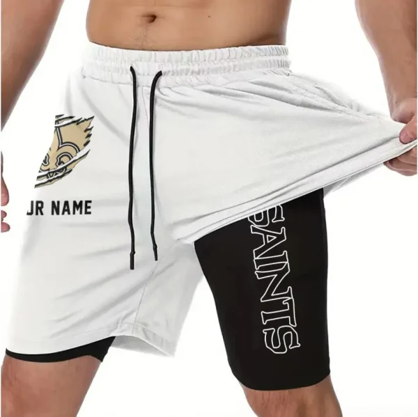 New Orleans Saints Men Outdoor Casual Training Sports Shorts 2-in-1 Double-Layer Shorts SPT2LAYERS051