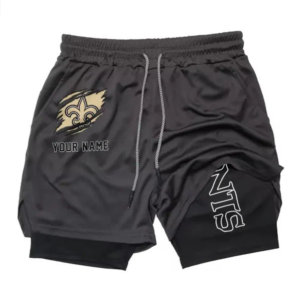 New Orleans Saints Men Outdoor Casual Training Sports Shorts 2-in-1 Double-Layer Shorts SPT2LAYERS051 - Image 4