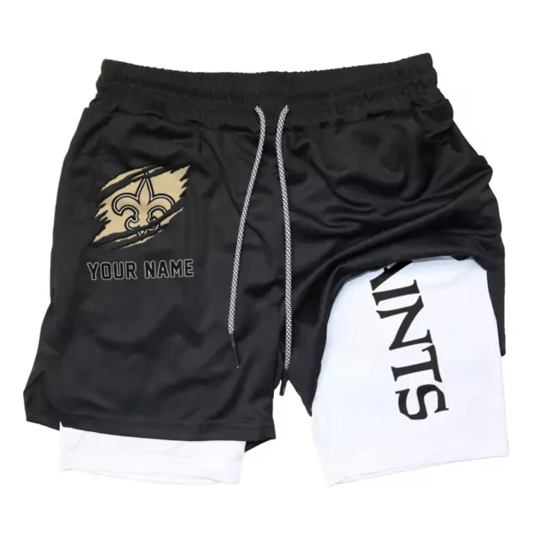 New Orleans Saints Men Outdoor Casual Training Sports Shorts 2-in-1 Double-Layer Shorts SPT2LAYERS051 - Image 5