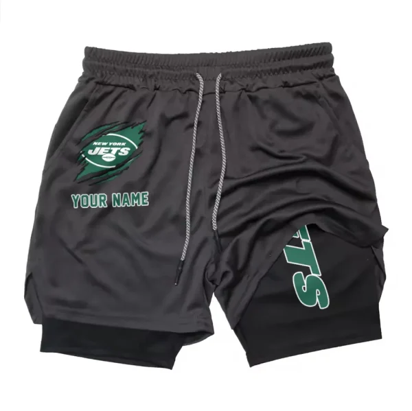 New York Jets Men Outdoor Casual Training Sports Shorts 2-in-1 Double-Layer Shorts SPT2LAYERS053 - Image 3