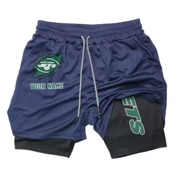 New York Jets Men Outdoor Casual Training Sports Shorts 2-in-1 Double-Layer Shorts SPT2LAYERS053 - Image 4