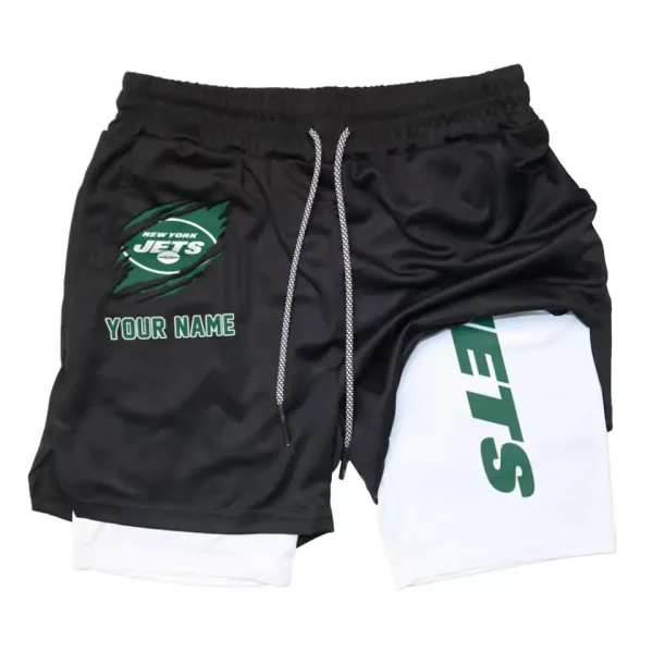 New York Jets Men Outdoor Casual Training Sports Shorts 2-in-1 Double-Layer Shorts SPT2LAYERS053 - Image 6