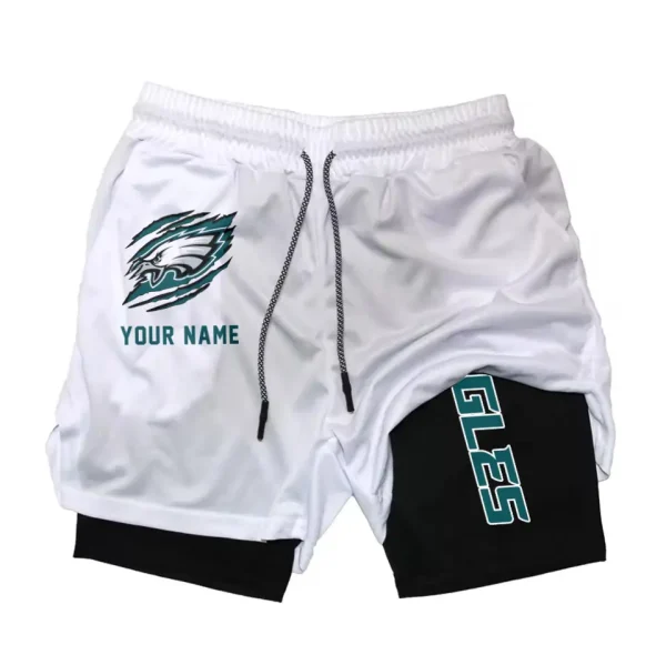 Philadelphia Eagles Men Outdoor Casual Training Sports Shorts 2-in-1 Double-Layer Shorts SPT2LAYERS054 - Image 4